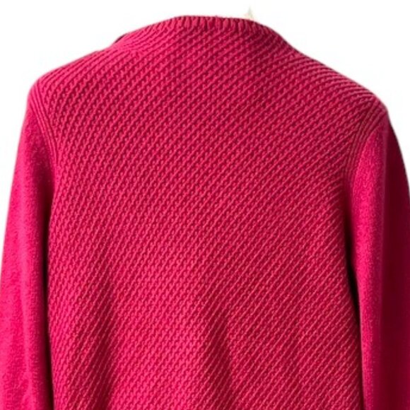 Talbots Raspberry Waffle Knit Crewneck Pullover Sweater Large - Picture 5 of 8